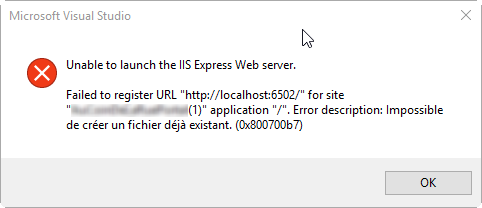 Nom : IISExpressError.png
Affichages : 120
Taille : 11,2 Ko