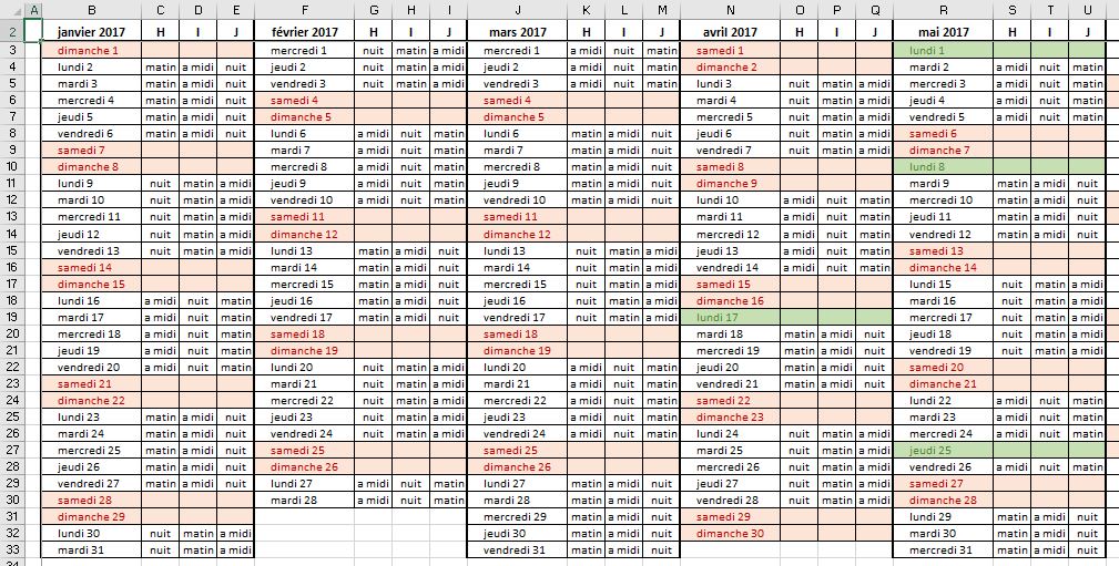 exemple planning 12 heures nuit