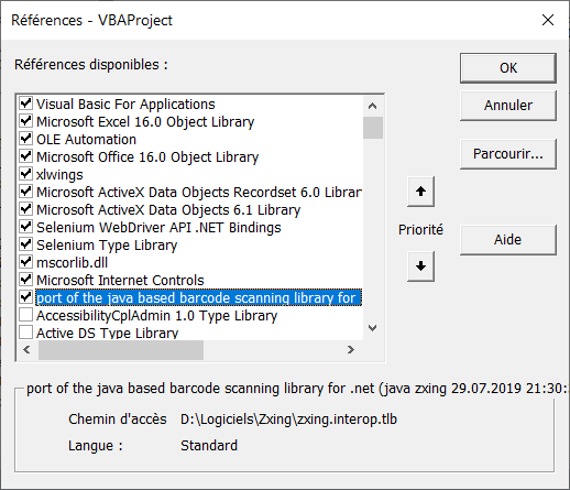 Nom : ZxingInteropVBA.PNG
Affichages : 643
Taille : 28,1 Ko