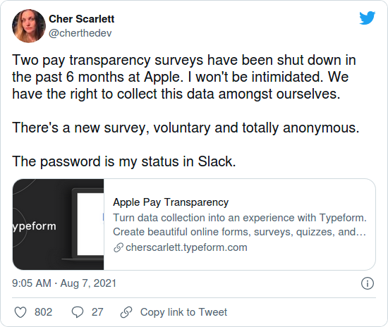 Nom : Screenshot_2021-08-11 Apple keeps shutting down employee-run surveys on pay equity  and labor l.png
Affichages : 1564
Taille : 59,9 Ko