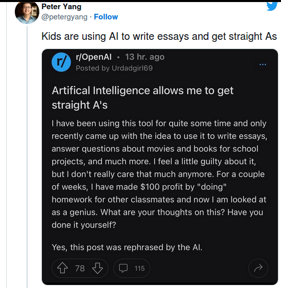 Nom : Screenshot_2022-10-15 Students Are Using AI to Write Their Papers, Because Of Course They Are.png
Affichages : 20283
Taille : 204,8 Ko