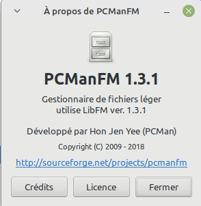 Nom : pcmanfm_apropos.png
Affichages : 252
Taille : 21,2 Ko