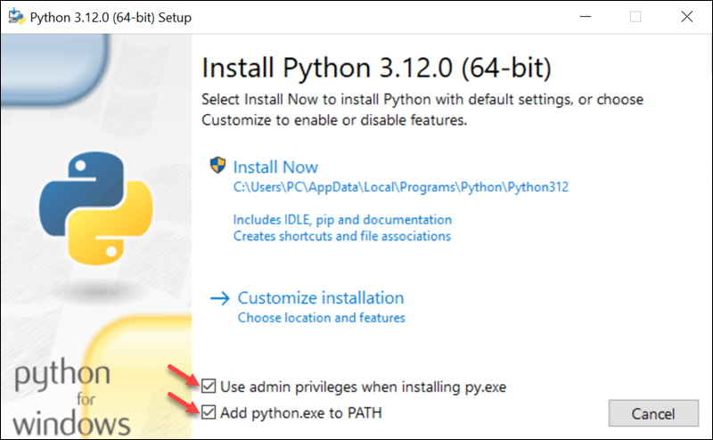 Nom : python-installer-admin-privileges-and-path.png
Affichages : 44
Taille : 187,0 Ko