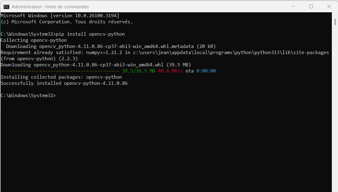 Nom : opencv python.png
Affichages : 170
Taille : 37,8 Ko